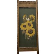 Victorian Bouquet of Sunflowers Dye Cut Framed in Early Gilt Frame
