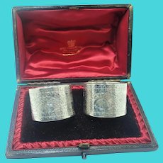 Victorian English 1895 Boxed Sterling Silver Napkin Rings
