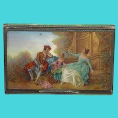 Victorian Hand Painted Enamel on Sterling Silver Calling Card Case