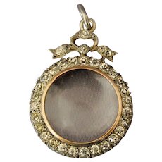 Victorian Paste Silver Locket Pendant Glass Gold Gilt