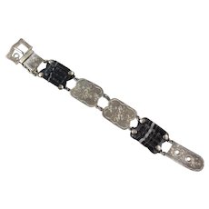 Victorian Scottish Belt Buckle Bracelet Silver Links Pebble Jewelry