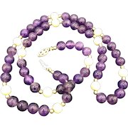 Vintage 23 Inch Amethyst and Cultured Pearl Necklace