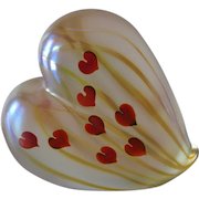 Vintage Correia Hand Blown Art Glass Heart Paperweight