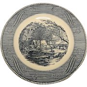 Vintage Currier and Ives Blue “Old Grist Mill” by ROYAL 9 1/8” Luncheon Plate