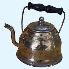 Vintage Doll Size Brass Teapot with Wooden Handle and Goose Neck Spout - Made in Holland