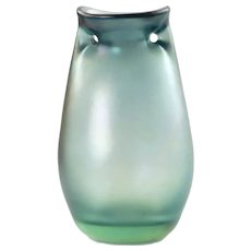 Vintage Dominick Labino Iridescent Hand Blown Art Glass Double Handled Vase