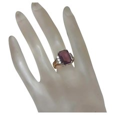 Vintage Faux Amethyst and Crystal Ring