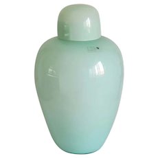 Vintage green  Murano Venini glass vase