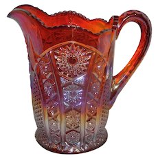 Vintage Indiana Glass Heirloom Sunset Amberina Pitcher