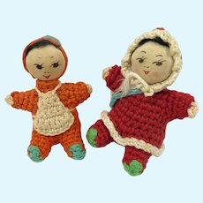 Vintage Japanese Amigurumi Crocheted Mini Dolls 2 inch