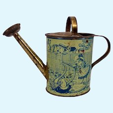 Wonderful vintage lithographed tin doll watering can