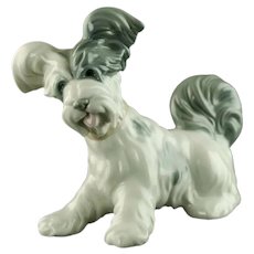 Vintage Lladro Porcelain Dog Figurine Skye Terrier