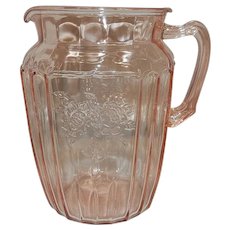 Vintage Mayfair “Open rose” Pink Depression Glass Large 80 oz. Pitcher circa 1931-37