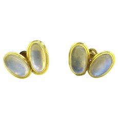 Vintage Moonstones Earrings Clips, 18kt yellow gold, France, circa 1960