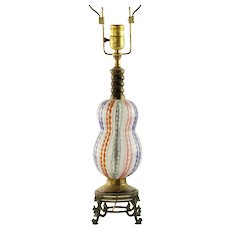 Vintage Murano Glass Table Lamp with Zanfirico and Polychrome Twisted Filigree Detail