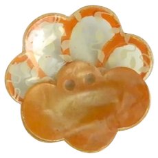 Vintage Orange Scalloped French Celluloid Button