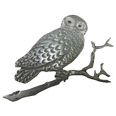 Vintage Sterling Silver Owl Pin  Jeff Terry
