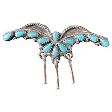 Vintage Turquoise and Silver Pin