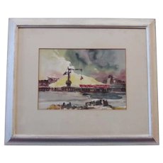 Watercolor of a Wilmington, Delaware Shipyard or Port - Samuel Homsey