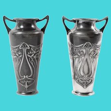 WMF Art Nouveau silver plated vases
