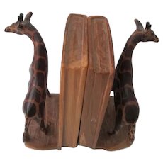 Wooden Bookends with Giraffes Made in Kenya