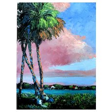 ** SPECIAL SALE **  "Sunset Sky" - Pallette Knife Original Oil Painting by Noted Artist, Mark Stanford