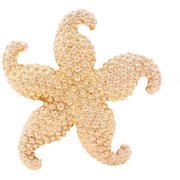 Yellow Gold Starfish Brooch - 14k Ocean Life Beach Pin