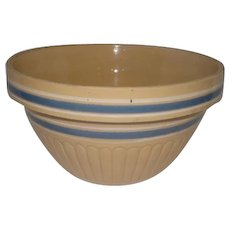 Yelloware Mixing Bowl w/Feather Design Blue & White Stripes - 11 1/2" Diameter