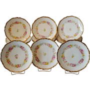 12 Limoges Porcelain 7" Plates ~ Hand Painted with Beautifully Colored Flowers ~ Charles J Ahrenfeldt 1894-1930