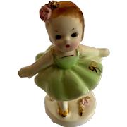 Josef Originals Ballerina Girl Figurine In Green Tutu
