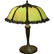 Large Umbrella Shaped Slag Glass Lamp