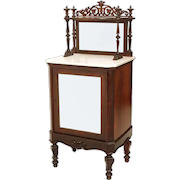 Rosewood Victorian music cabinet with mirrored fancy gallery and marble top